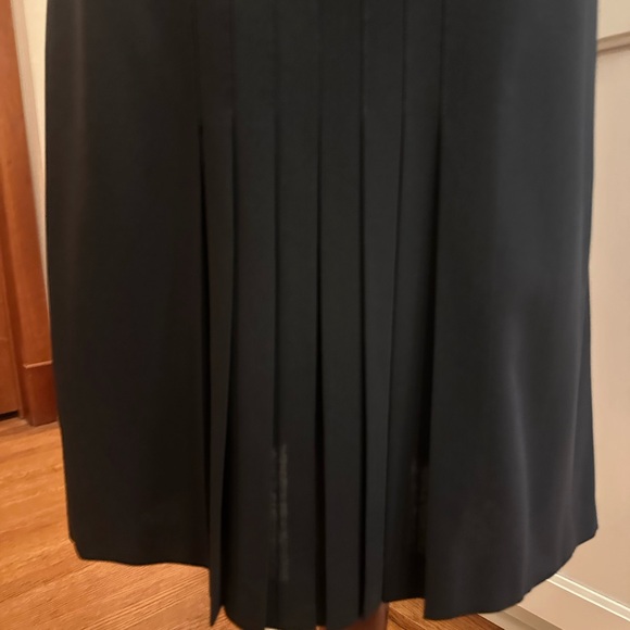 CHANEL Black Pleated V‑Neck Button-Front Midi Dress - Picture 6 of 10